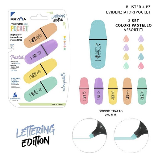 [0228031] Subrayadores mini color pastel 4 piezas para resaltar texto