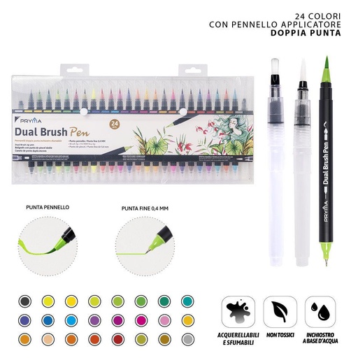 [0228905] Doble marcador brush-pen mezclable 24 colores para dibujo y arte