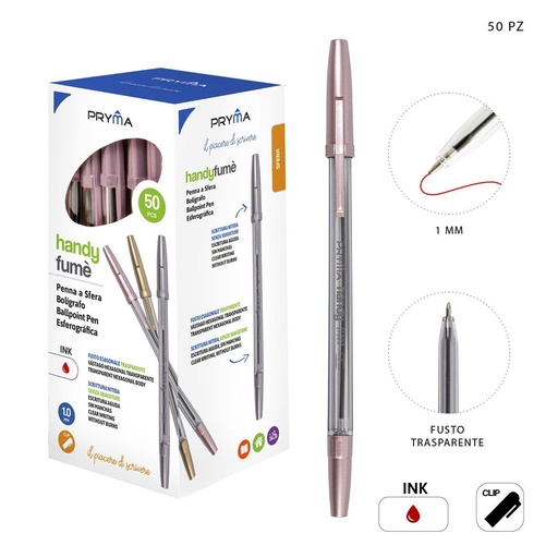 [0229985] Bolígrafo Handy Fume rojo 1mm - Utensilios de escritura y papelería