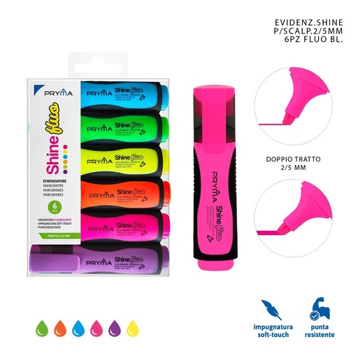 [0229552] Subrayador color fluorescente 6pcs para resaltar y marcar