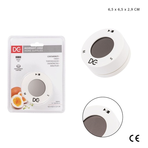 [0226108] Temporizador digital de cocina 6.5x6.5x2.9 cm - Accesorios útiles de cocina