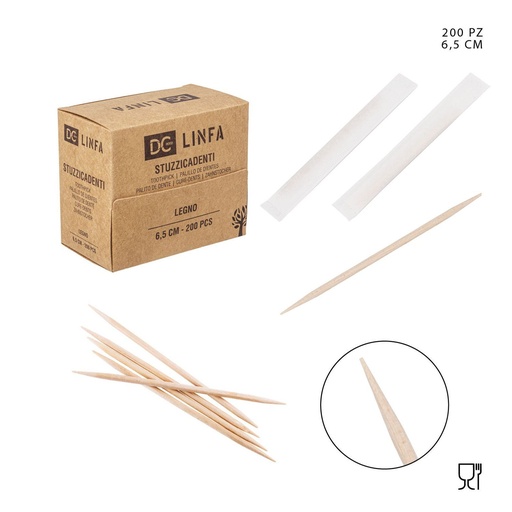 [0226357] Mondadientes de madera 6.4CM 200PZ - Accesorios de cocina