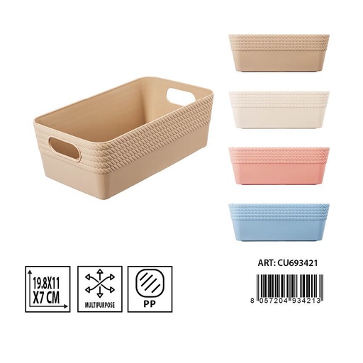 [0230348] Cesta multiusos rectangular 19.8x11x7 cm - Accesorios de plástico