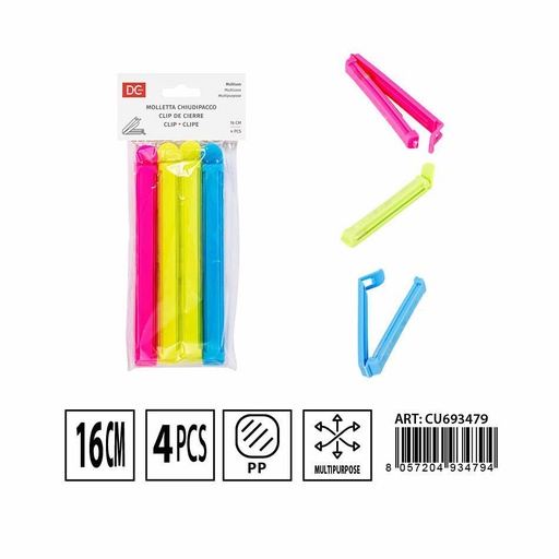 [0230322] Clip de cierre (16X1.5X1.5 cm, 4 unidades) - Accesorios de cocina