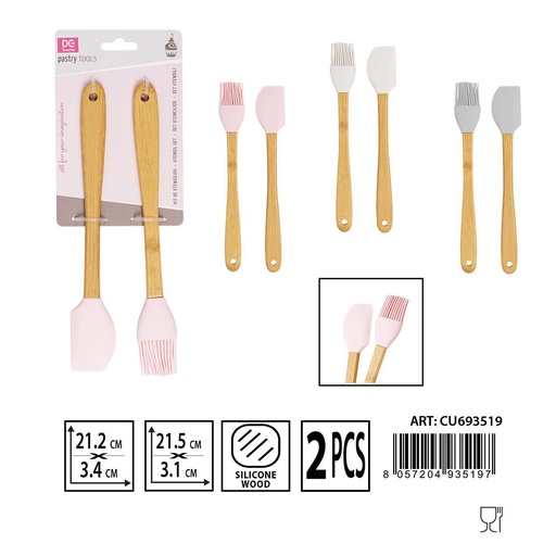 [0230161] Set de 2 piezas de silicona Espátulas/Cepillo 21.2x3.4cm / 21.5x3.1cm - Accesorios de repostería