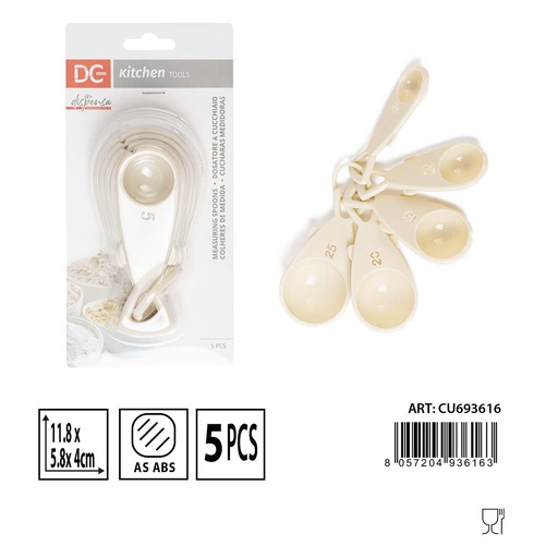 [0230331] Medidor de cuchara 5pz 11.8x5.8x4cm para repostería y cocina