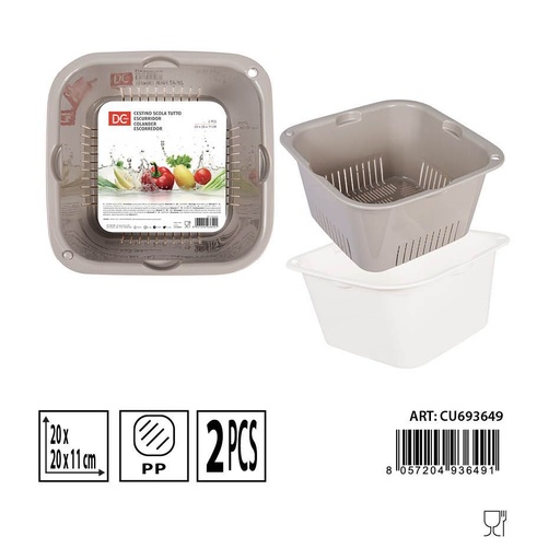 [0232842] Escurridor 20 x 20 x 11 cm 2 piezas - Utensilios de cocina