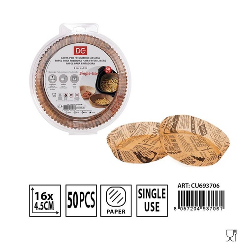 [0232068] Papel de horno redondo para freidora sin aceite 16cm 50 piezas - Accesorios de cocina desechables