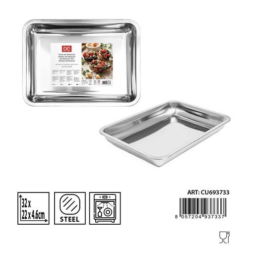 [0233202] Bandeja alta rectangular de acero 32x22x4.6 cm - Utensilios de cocina