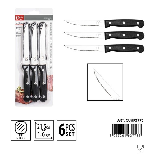 [0233375] Juego de cuchillos para carne 21.5x2.1 cm 6pzas - Utensilios de cocina