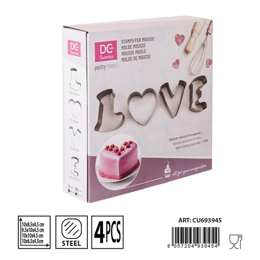 [0233597] Molde de mousse del amor 4 pcs - Utensilios de repostería