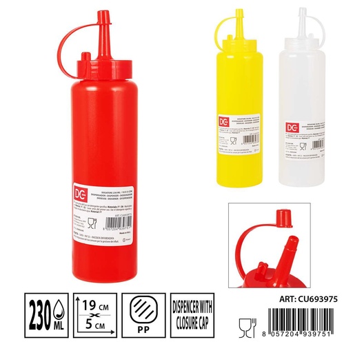 [0233733] Bote dispensador de salsa 230ML 19X5CM - Accesorios de plástico