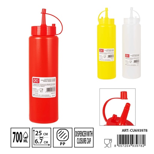 [0233736] Bote dispensador de salsa 700 ml 25x6.7 cm - Utensilios de cocina de plástico