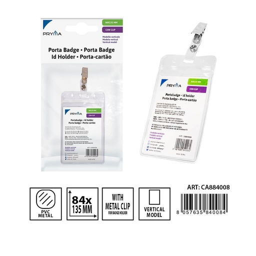 [0230949] Identificador vertical con clip 84x135 mm - Suministros de oficina