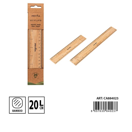 [0233429] Regla de bambú 20cm - Papelería y oficina