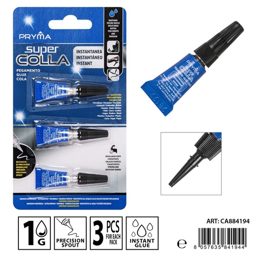 [0233664] Súper cola instantáneo 1 g 3 PZ - Adhesivos