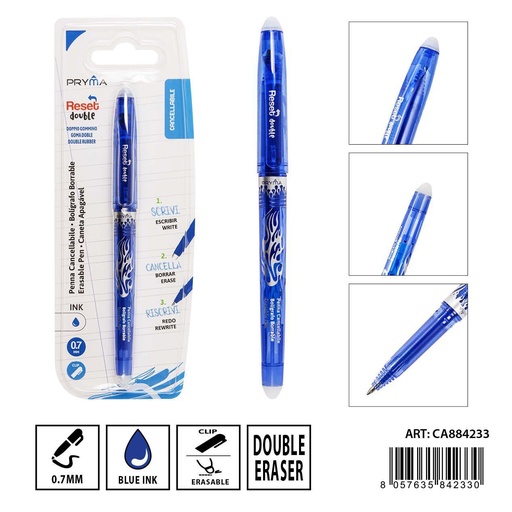 [0233610] Bolígrafo borrable con tapa azul 0.7 mm - Herramientas de escritura