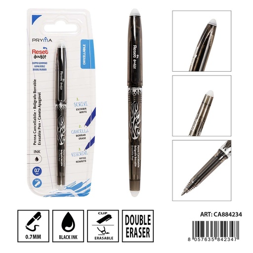 [0233611] Bolígrafo borrable con tapa negra 0.7 mm - Herramientas de escritura