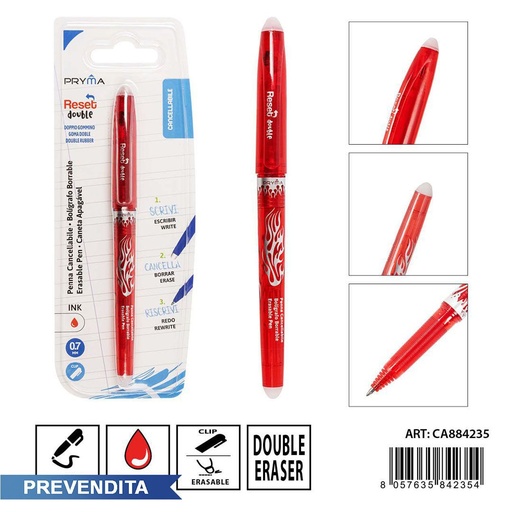[0233612] Bolígrafo borrable con tapa roja 0.7 mm - Herramientas de escritura