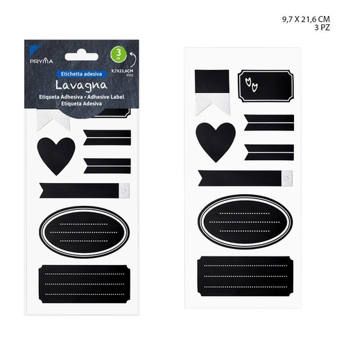 [0229654] Etiqueta adhesiva negra 9.7x21.6 cm 3 unidades - Papelería