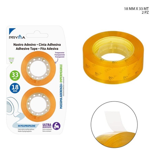 [0231055] Cinta Adhesiva Transparente 18mmx33m 2pz - Cinta de embalaje