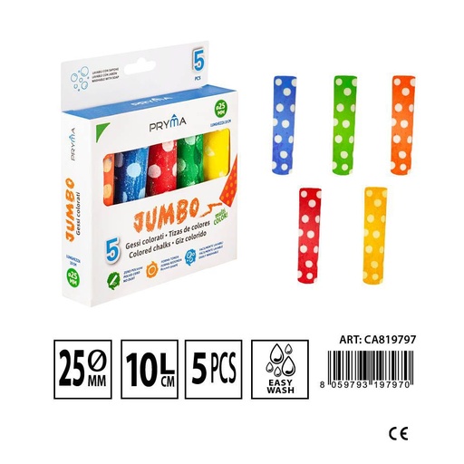 [0230597] Tiza jumbo de 5pz colores - Artículos de escritura