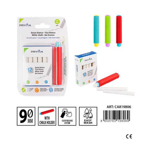 [0230606] Tiza blanca con cubierta de tiza 8 CM 13 PZ - Utensilios para pizarras