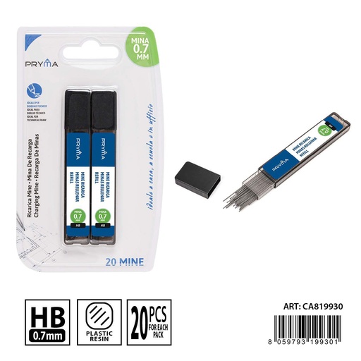 [0231092] Minas de lápiz 0.7mm 20 piezas - Artículos de papelería y útiles