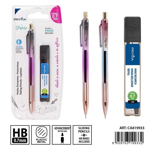 [0231081] Portaminas + 20 minas de recambio HB 0.7mm - Utensilios de escritura