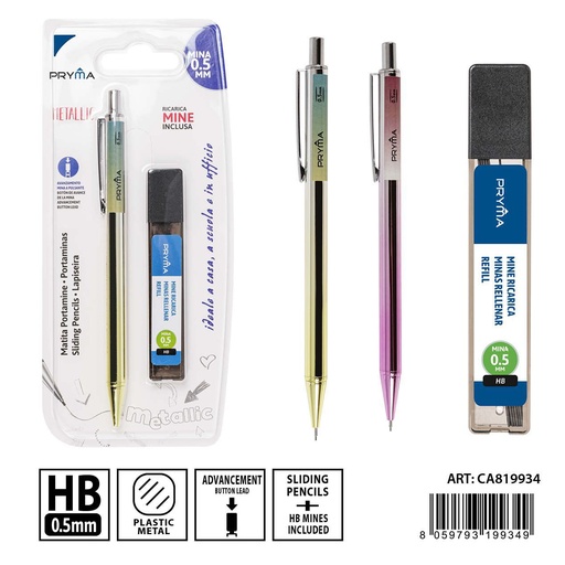 [0231082] Portaminas + 20 minas de recambio HB 0.5mm - Utensilios de escritura