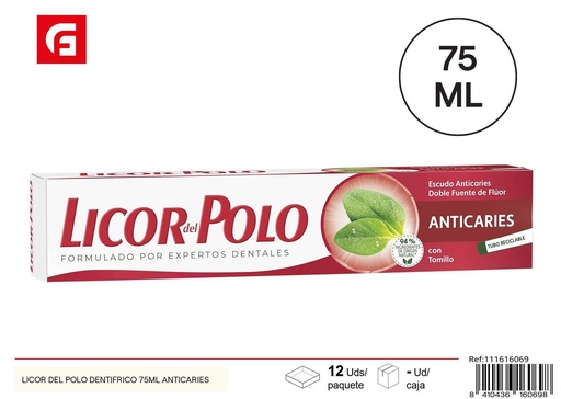 [111616069] Dentífrico anticaries Licor del Polo 75ml para higiene bucal