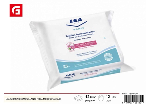 [111300400] Toallitas desmaquillantes LEA Women con rosa mosqueta 25ud para limpieza facial