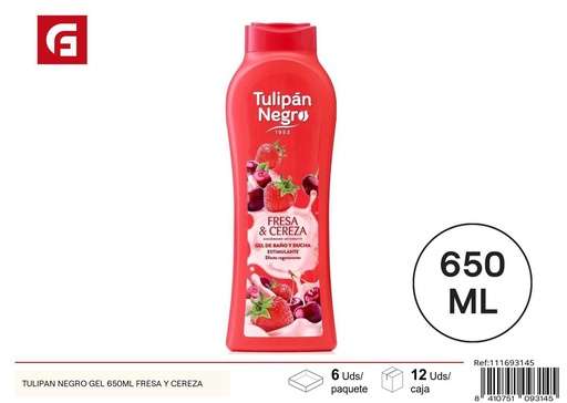 [111693145] Gel de ducha Tulipán negro 650 ml Fresa y Cereza - Productos de cuidado personal