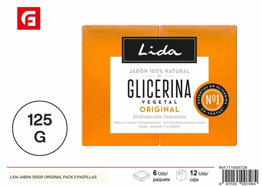 [111600728] Jabón Lida 125GR original pack 2 pastillas - Productos de cuidado personal