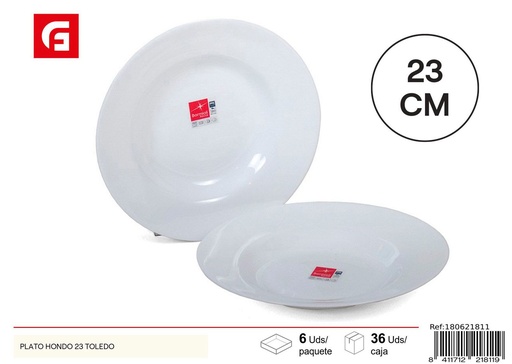 [180621811] Plato hondo de cerámica Toledo 23 cm - Vajilla y utensilios de mesa