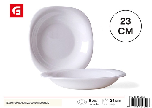 [201855811] PLATO HONDO PARMA CUADRADO 23CM - Vajilla de cerámica