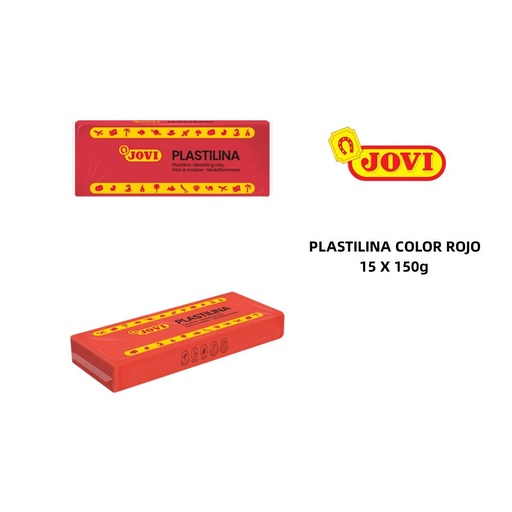 [A000270] Plastilina caja 15 pastillas 150g roja para manualidades