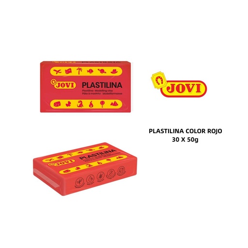 [A000256] Plastilina Jovi 30 pastillas de 50g rojo - Productos de papelería