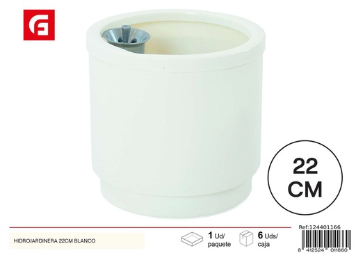 [124401166] Hidrojardinera blanca 22cm para plantas y decoración exterior