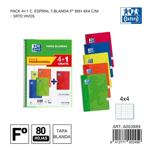 [A003889] BLOC folio 80H tapa básica 4x4 - Productos de papelería y ahorro