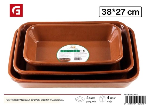 [A002856] Fuente rectangular para horno 38x27 cm - Utensilios de cocina tradicionales
