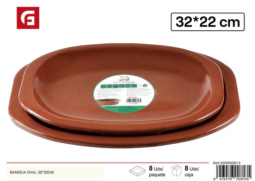 [A002852] Bandeja oval de cerámica 32x22cm para servir comidas