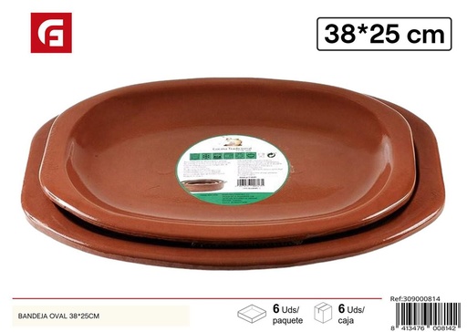 [A002853] Bandeja ovalada de cerámica 38x25 cm - Vajilla y decoración