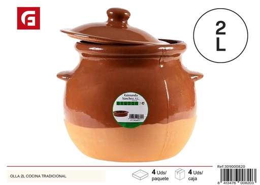 [A002849] Olla de barro de 2 L - Utensilios de cocina tradicional