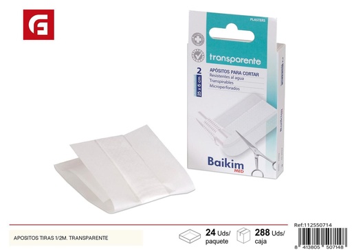 [112550714] Apósitos tiras 1/2m transparente - Productos de cuidado personal