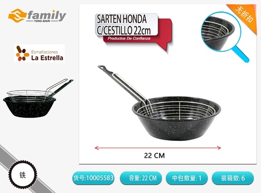 [200470722] Sartén honda con cesto 22 cm - Utensilios de cocina y paelleras