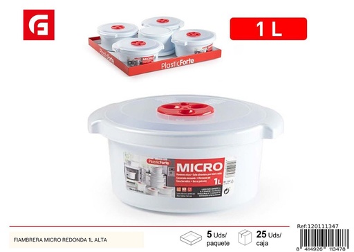[A002735] Fiambreda micro redonda 1L alta - Utensilios de cocina y fiambreras