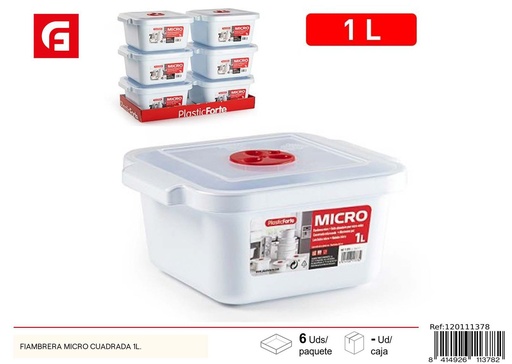 [A002740] Fiambrera cuadrada microondas 1L - Utensilios de cocina