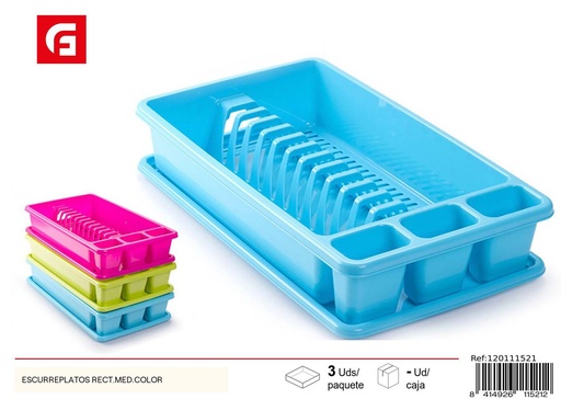 [120111521] Escurreplatos rectangular mediano de plástico de colores para cocina