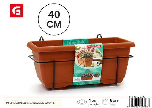 [120125327] Jardinera balconera de 40 cm con soporte - Accesorios de jardinería